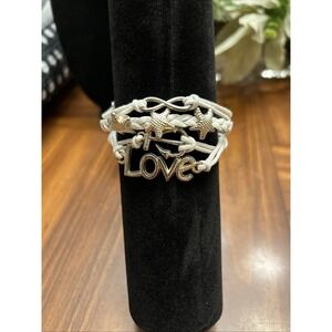 80's White Leather String Beach Charm Bracelet